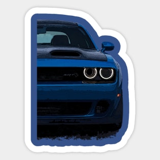 Aura of Power: Dodge Challenger Front Body Posterize Car Design for Teen Enthusiasts Sticker